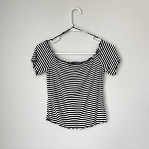 Ambiance Black/White Off Shoulder Top Medium